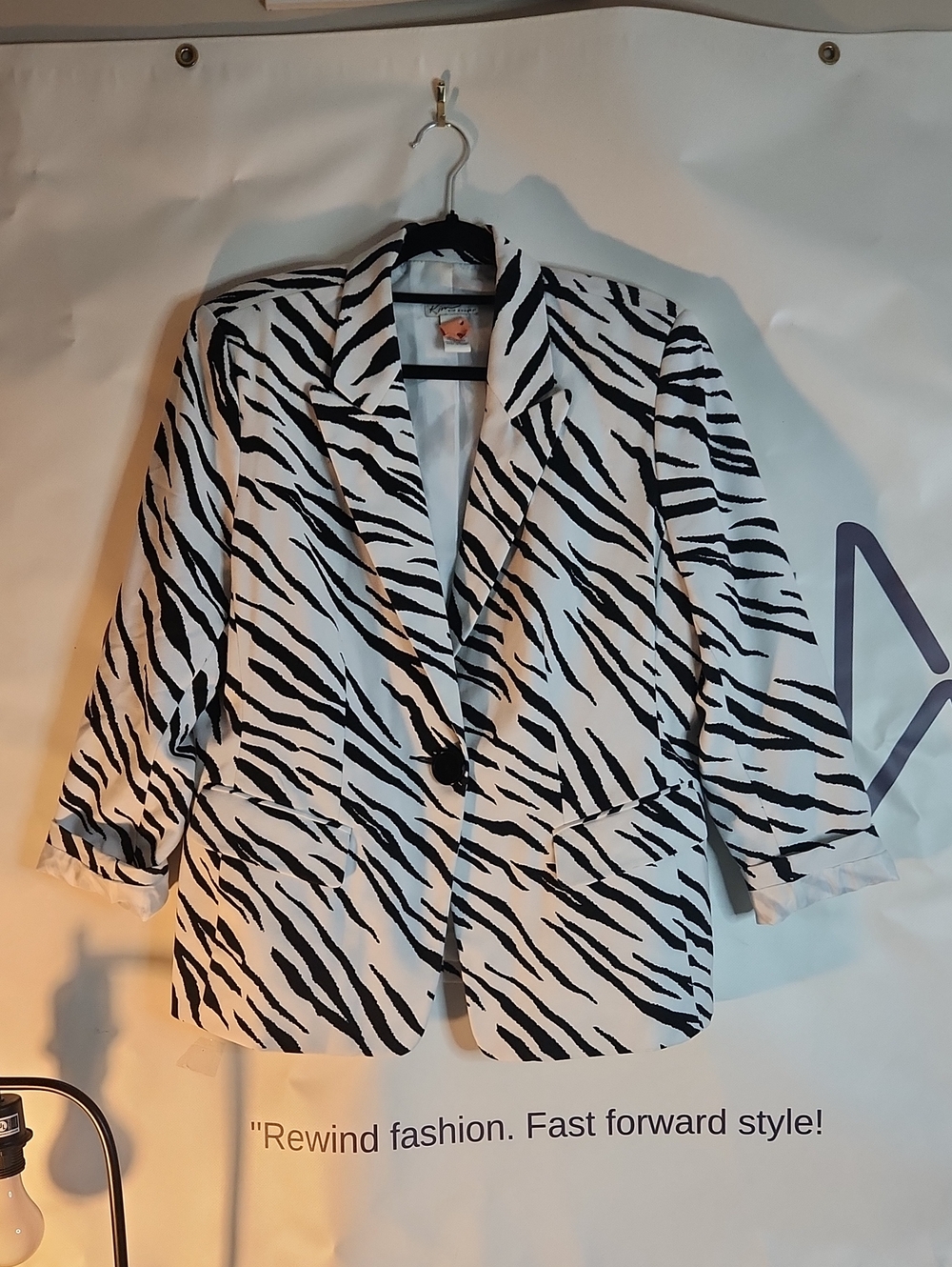 Kim Rogers Black & White Zebra-Print Blazer